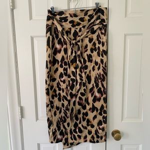 Never Fully Dressed leopard print wrap midi skirt.